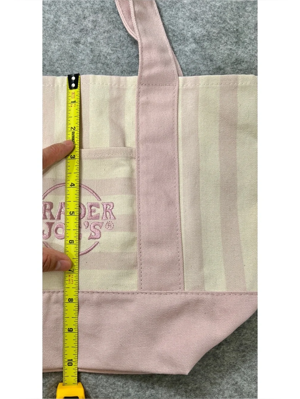 Trader Joe's Pink Stripe Canvas Mini Tote Bag NWT